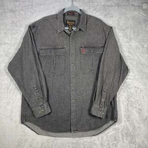 Browning Denim Shirt Mens XL Gray Long Sleeve Snap Pocket Cotton Rugged